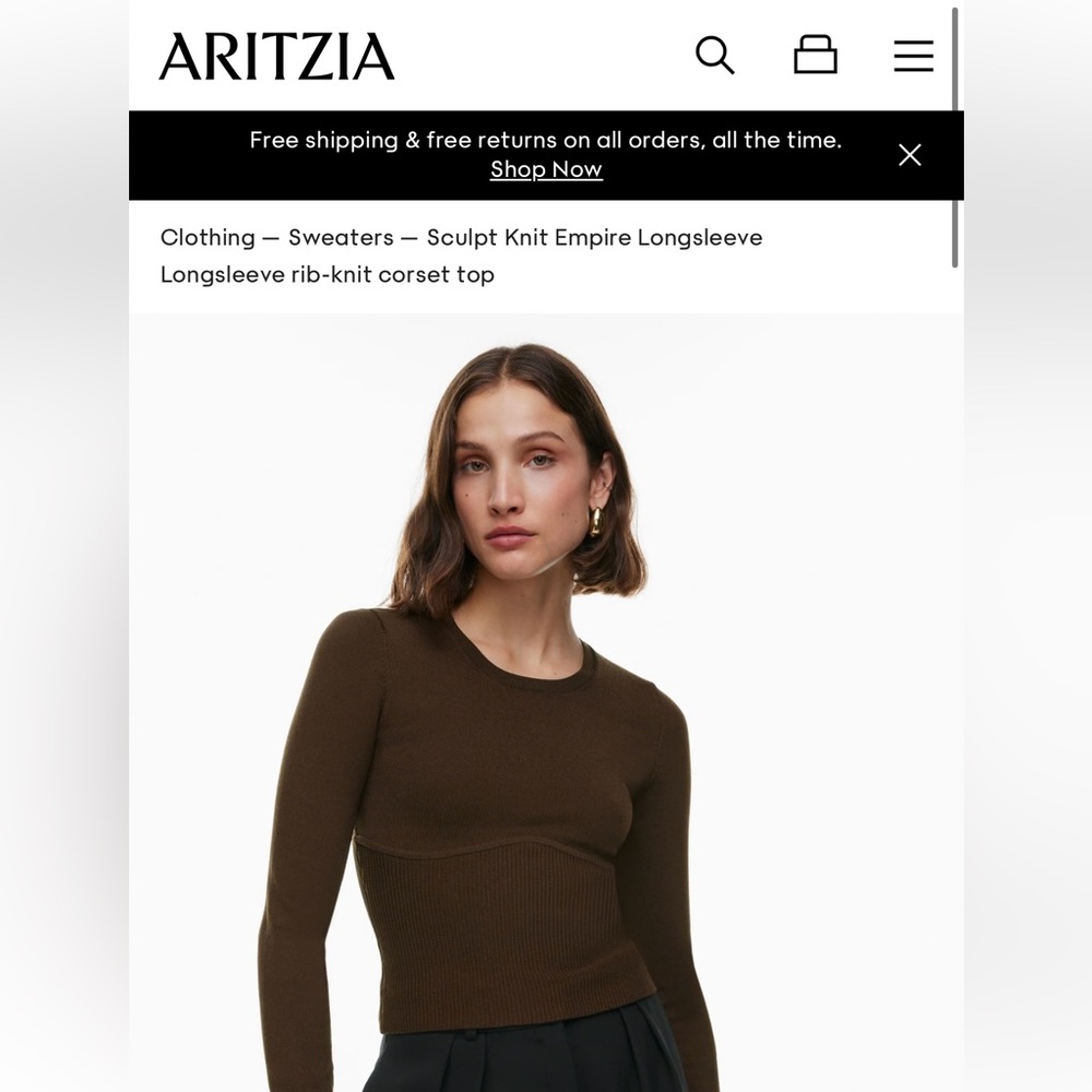 Aritzia Sculpt Knit Longsleeve XS